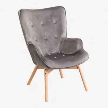 Poltrona Rivestita in Velluto Morris Edition Grigio - Sklum