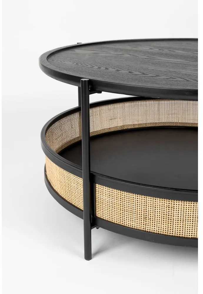 Tavolino da salotto rotondo nero/di colore naturale ø 80 cm Makoto – White Label