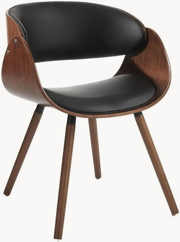 Sedia con braccioli in similpelle effetto legno Visby Evo