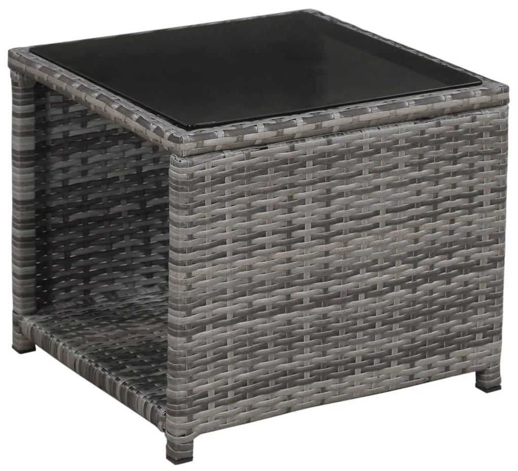 Set da Bistrot 3 pz con Cuscini in Polyrattan Grigio