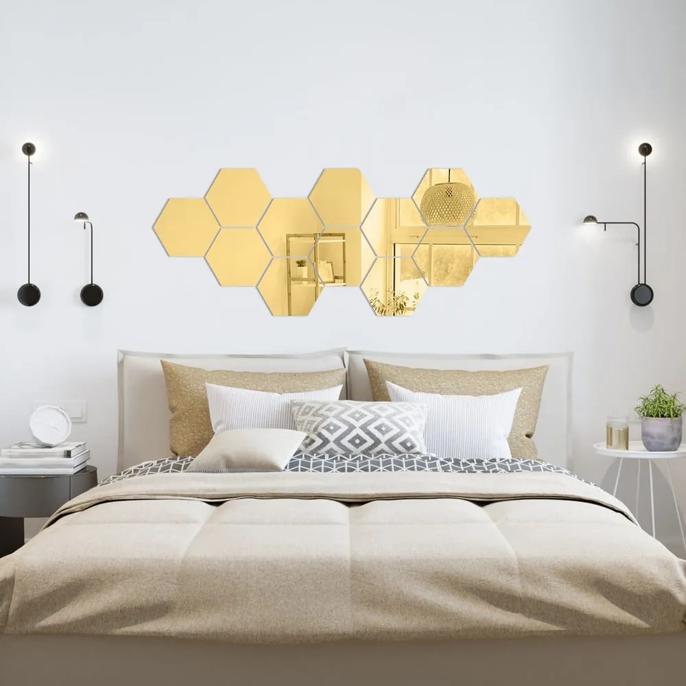 Set di adesivi da parete 12 pezzi 17x20 cm Hexagons Gold - Ambiance
