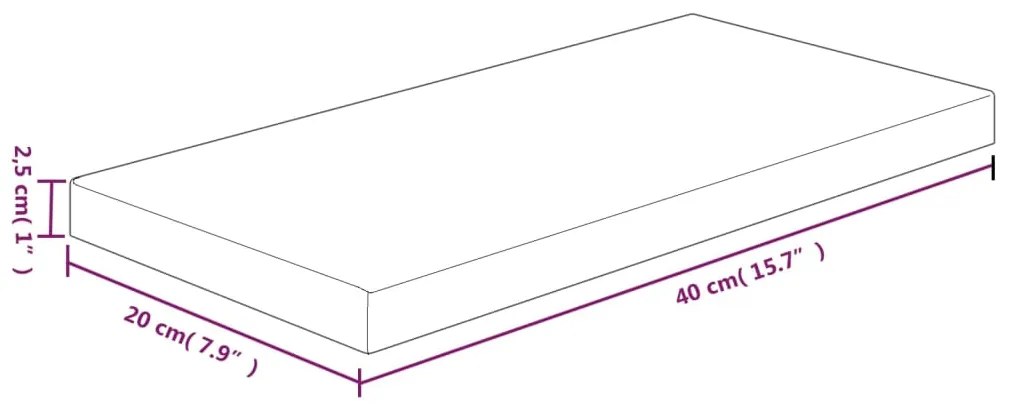 Ripiano 40x20x2,5 cm legno massello di rovere non trattato