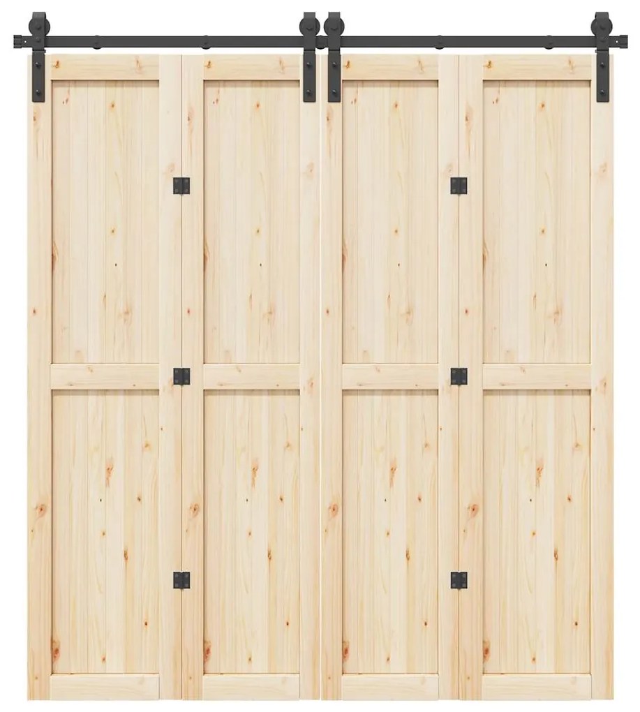 Kit Di Binari Per Porte Scorrevoli 200 Cm Acciaio Nero /