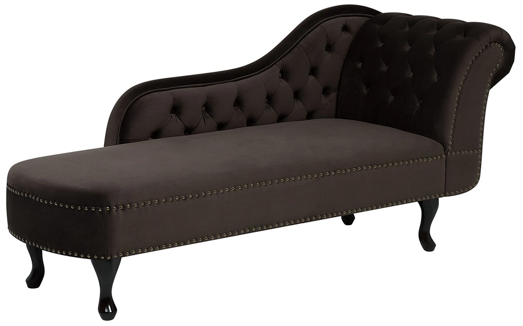 Chaise longue destra in velluto marrone NIMES Beliani