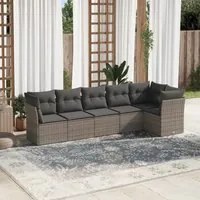 Set Divano da Giardino 6 pz con Cuscini Grigio in Polyrattan 3249499