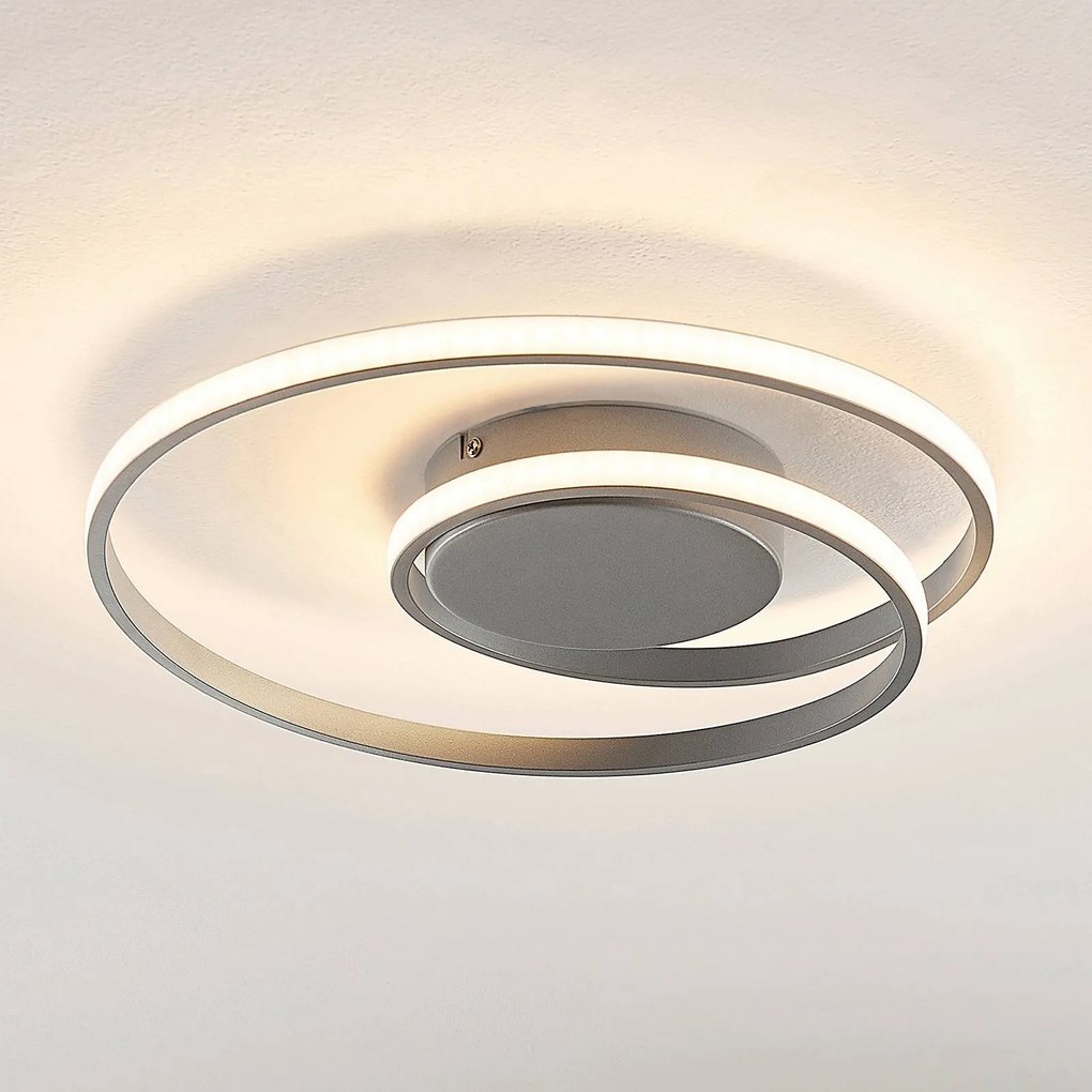 Lindby Kyron plafoniera LED argento titanio