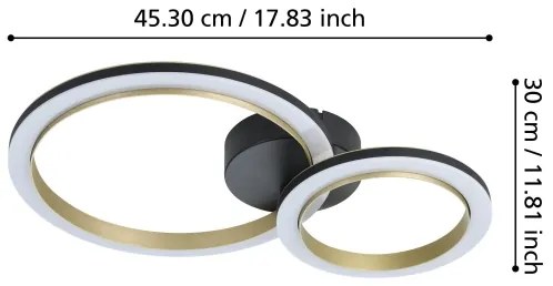 Eglo 901223 - Plafoniera LED dimmerabile CALLIERA LED/12W/230V nero/oro