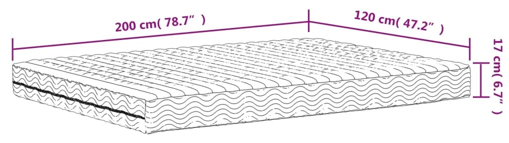 Materasso in Schiuma Bianco 120x200 cm Durezza H2 H3