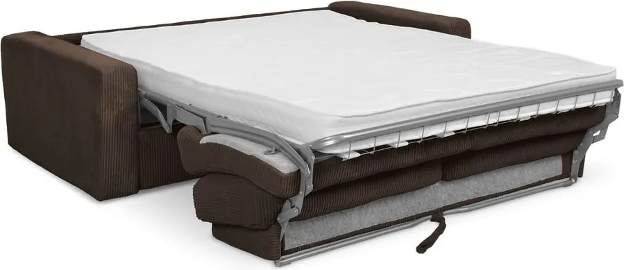 Divano marrone allungabile con rivestimento in velluto a coste 195 cm Nona – Makamii