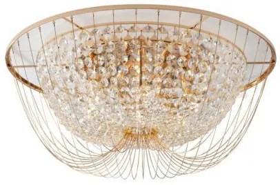 Plafoniera vienna oro 6 luci attacco e14 60x24cm in cristallo k9