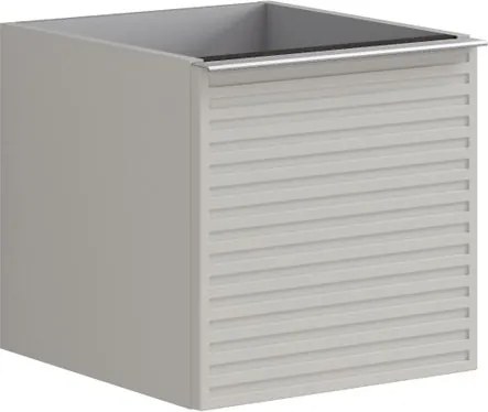 Cassettiera Pixel con 1 cassetto frontale Stripes laccato opaco Beige Greige e maniglia alluminio brillante ante L.40 H.40 P.45,5 cm.