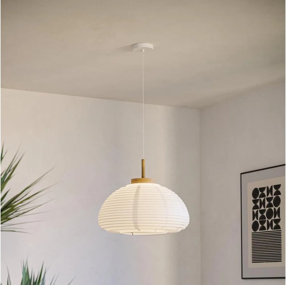 Eglo 44064 - Lampadario a sospensione SUMMERHILL con cavo 1xE27/40W/230V Ø 40 cm bianco/beige