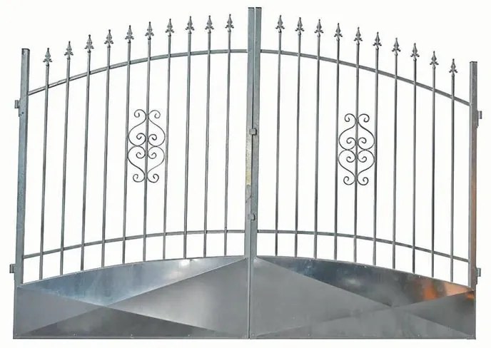 Cancello manuale battente Emilius 3500 in ferro, apertura centrale, L 358.5, H 165-195 cm, di colore grigio zincato