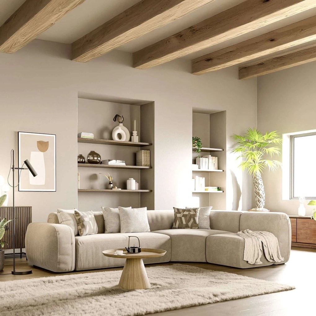 BonBon divano angolare componibile e modulare - tessuto smacchiabile T23 beige