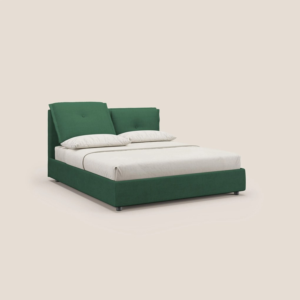 Travis letto contenitore con cuscini mobili trapuntati in tessuto impermeabile T02 verde
