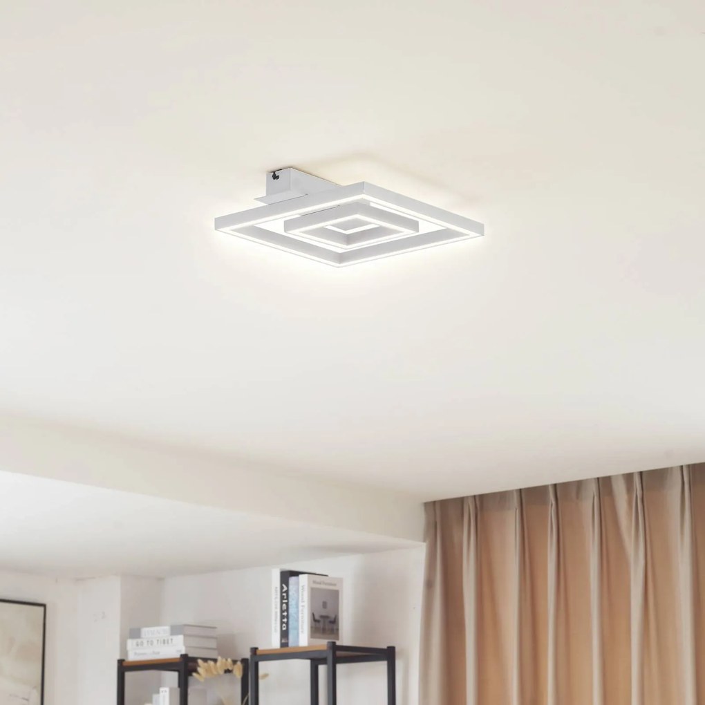 Plafoniera a LED Madamo Lindby, Bianco / Opale, Soggiorno / Sala da pranzo, Alluminio, Moderno, Plafoniera LED