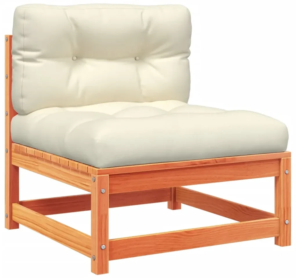Set divani giardino 9 pz con cuscini marrone cera massello pino