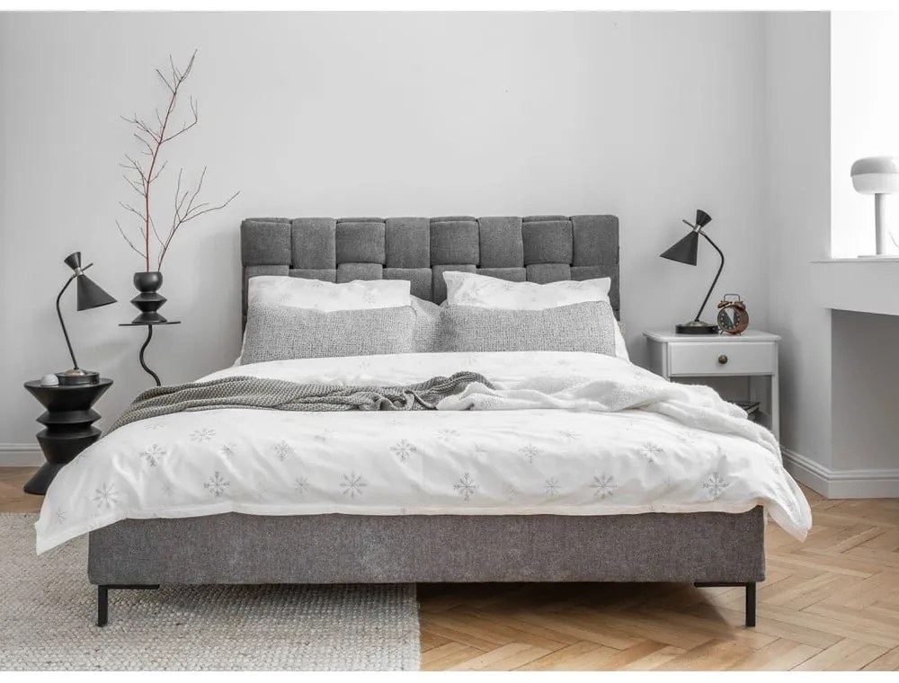 Letto matrimoniale imbottito grigio con rete inclusa 160x200 cm Eve – Miuform