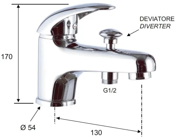 Aqualine - Miscelatore per lavabo con deviatore KASIOPEA 17 cm cromo lucido