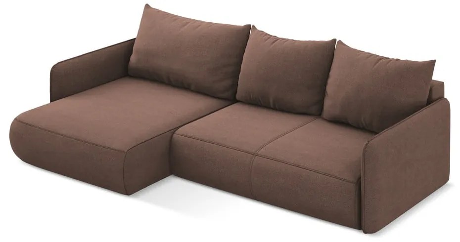 Divano angolare rosa allungabile/con contenitore (con penisola a sinistra) Nanea – Makamii