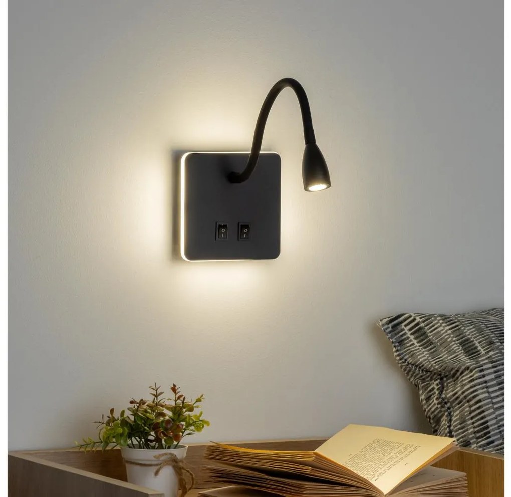 Brilagi - LED Lampada flessibile da muro MAYA Double LED/4W/230V + LED/3W nero