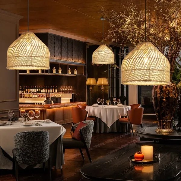 Immax 08264L - Lampadario a sospensione con filo PELO 1xE27/40W/230V diametro 40 cm rattan