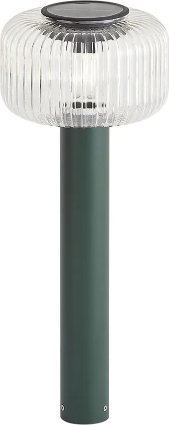 Dissuasore da esterno moderno verde con vetro scanalato con LED solare IP65 - Ribble Mushroom