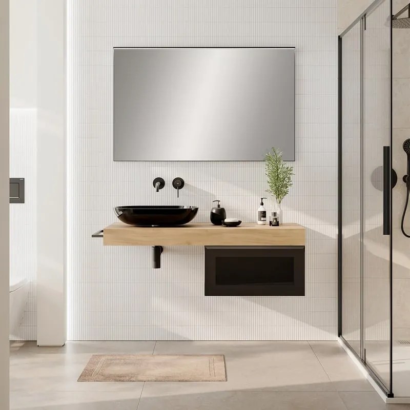 Mobile da bagno da fissare sotto lavabo L 60.3 x H 30 x P 46 cm grigio grafite, 1 cassetto Star con cassetto illuminato a LED