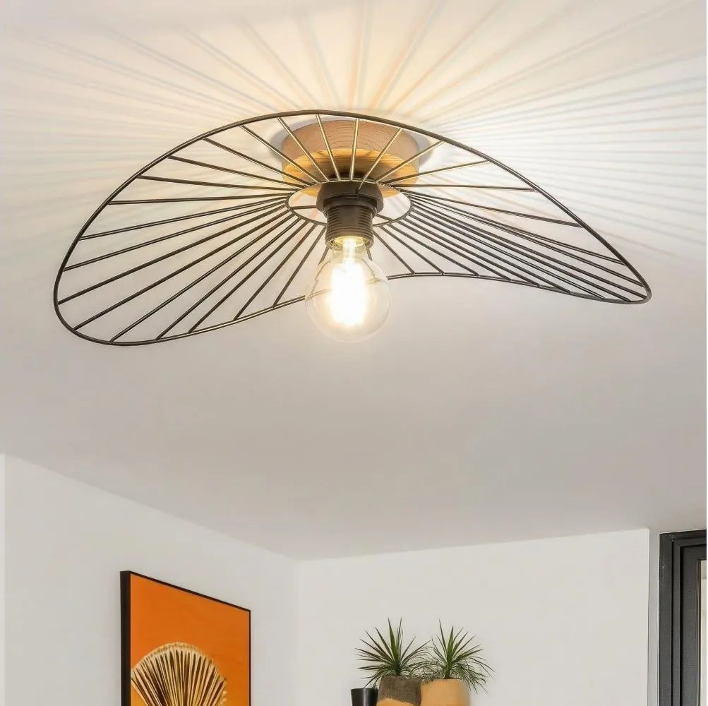 Brilagi - Plafoniera LED CERIA WIRE 1xE27/40W/230V 40x56 cm nero/rovere