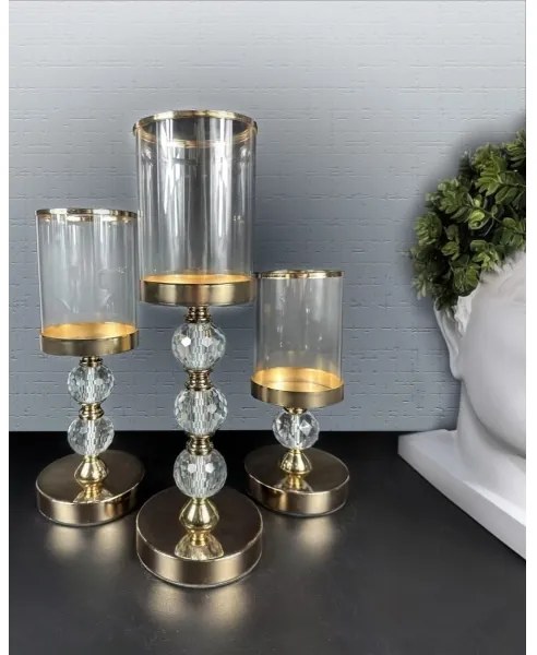 Set da 3 portacandele dorati