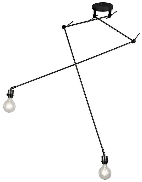 Lampada a sospensione moderna nera senza paralume 2 luci - Blitz