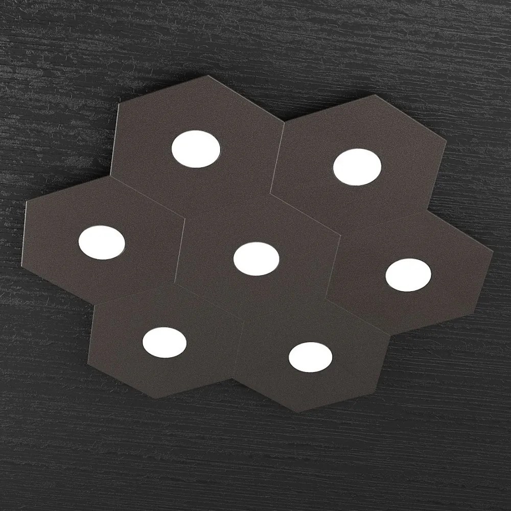 Plafoniera Moderna Hexagon Metallo Marrone 7 Luci Led 12X7W