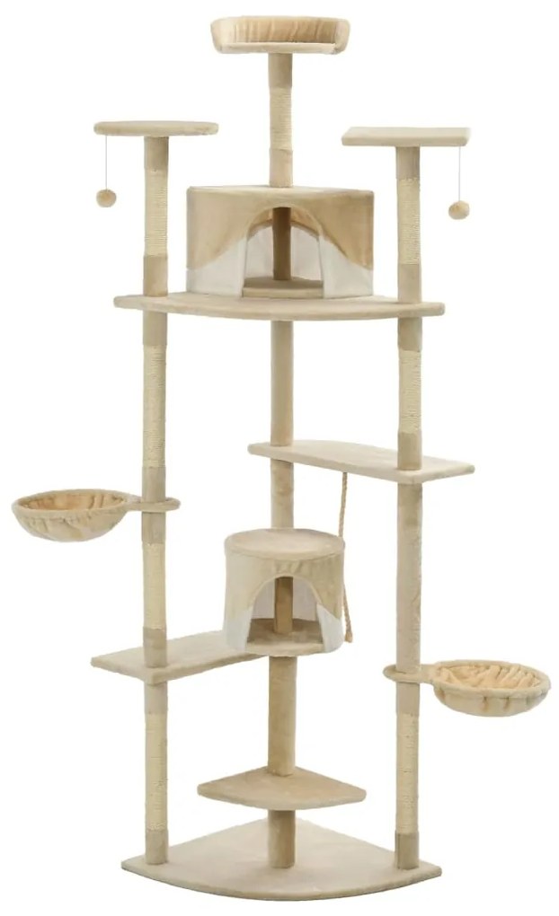 Albero per gatti e tiragraffi in sisal 203 cm beige e bianco