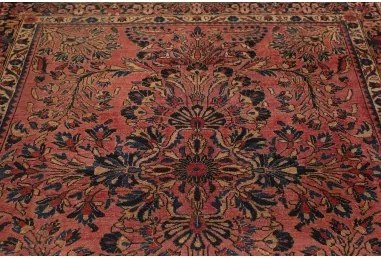 Antik Medaglione Floreale Rosso Antico Blu Scuro 165x195 Cm