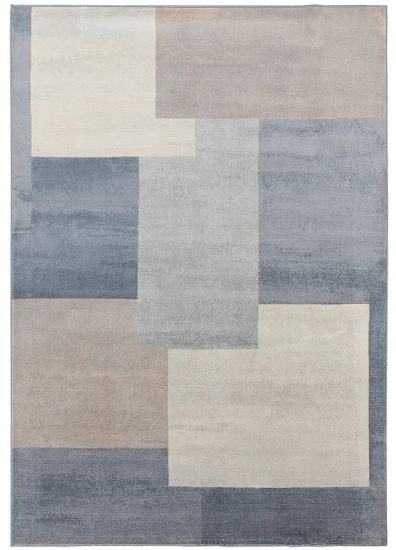 Tappeto Alan 1 geometrico in viscosa blu e grigio, L 230 x L 160 cm