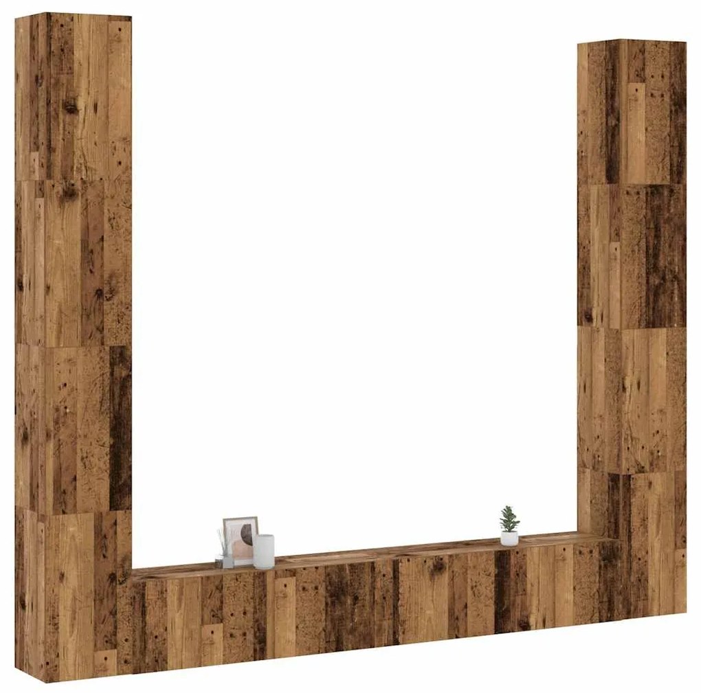 Mobili Tv A Parete 6 Pz Legno Vecchio Legno Multistrato /
