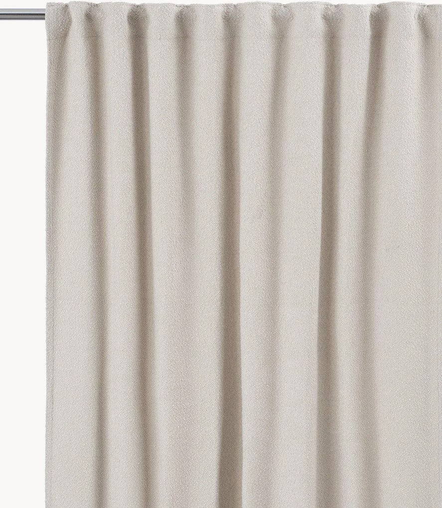 Set di 2 tende in bouclé opache con multibanda Gina, larg. 140 cm