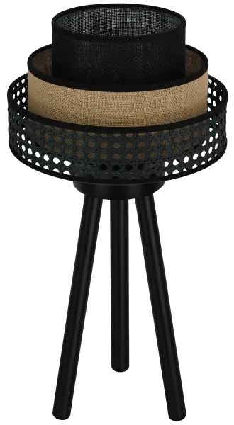 Brilagi - Lampada da tavolo DAKOTA LUNETA 1xE27/15W/230V nero/rattan