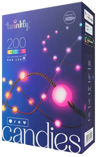 Twinkly TWKP200RGB-G - LED RGB Dimmerabile Catena natalizia 200xLED 14 m USB Wi-Fi
