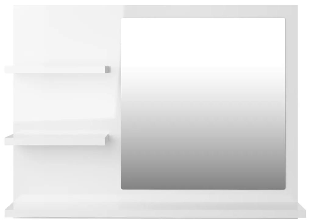 Specchio da Bagno Bianco Lucido 60x10,5x45 cm Legno Multistrato