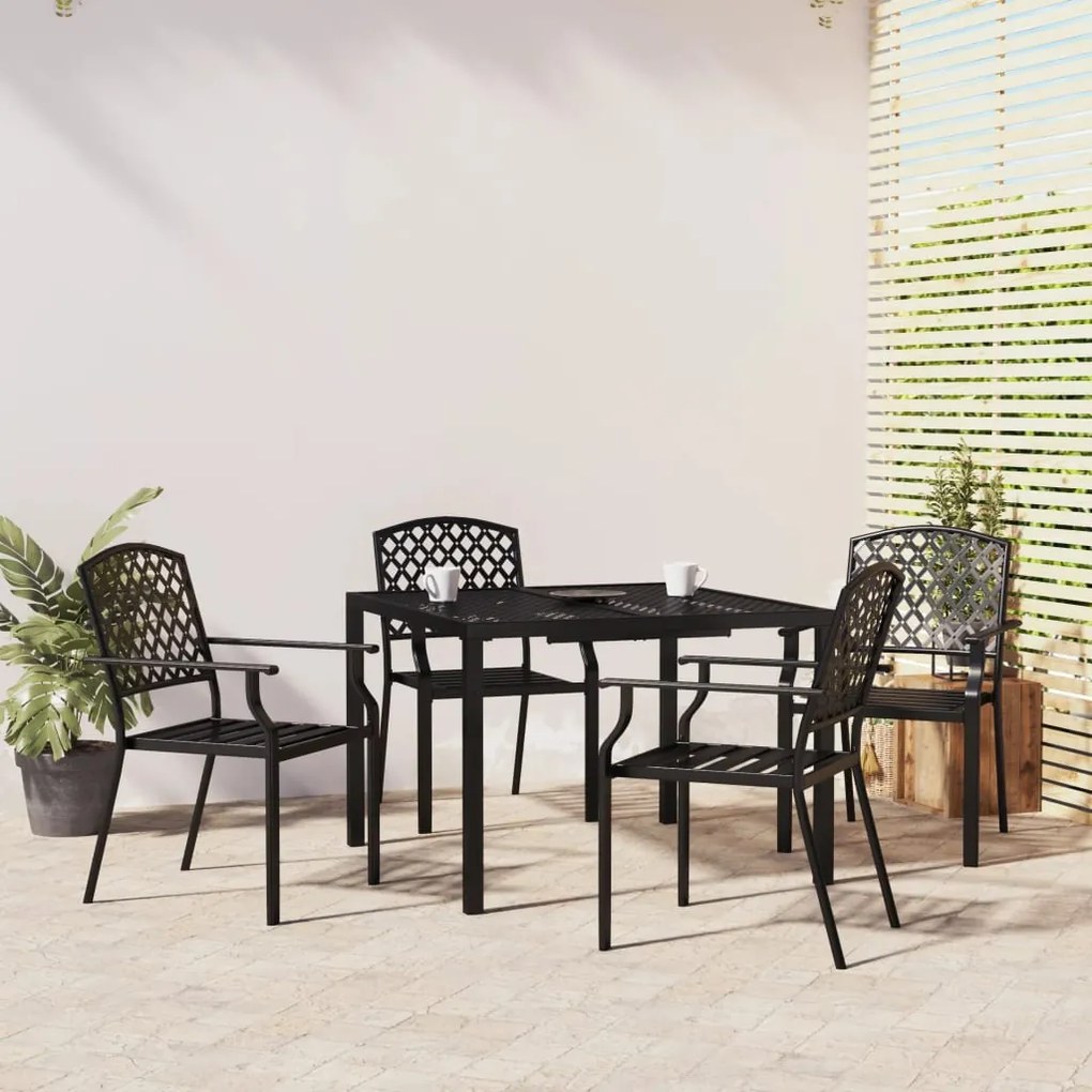 Set da pranzo da giardino 5 pz in acciaio antracite