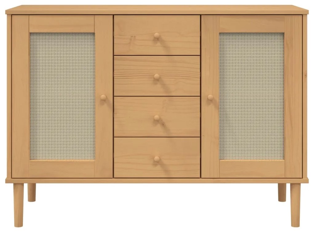 Credenza senja marrone 112x40x80 cm in legno massello di pino