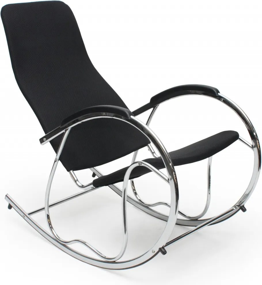 Poltrona a dondolo Ben 2 in nero/argento - H99 cm