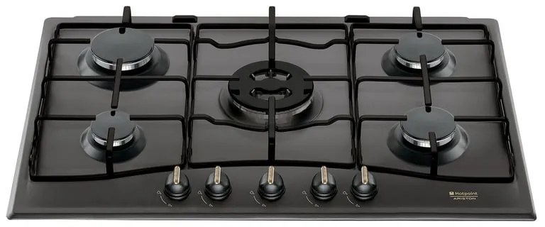 Piano cottura 5 fuochi L 75 cm PC 750 T ANR/HA HOTPOINT nero griglie in acciaio smaltato