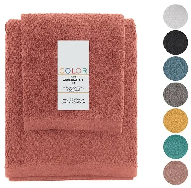 Set asciugamani bagno rosso per viso e ospite in cotone puro Spring
