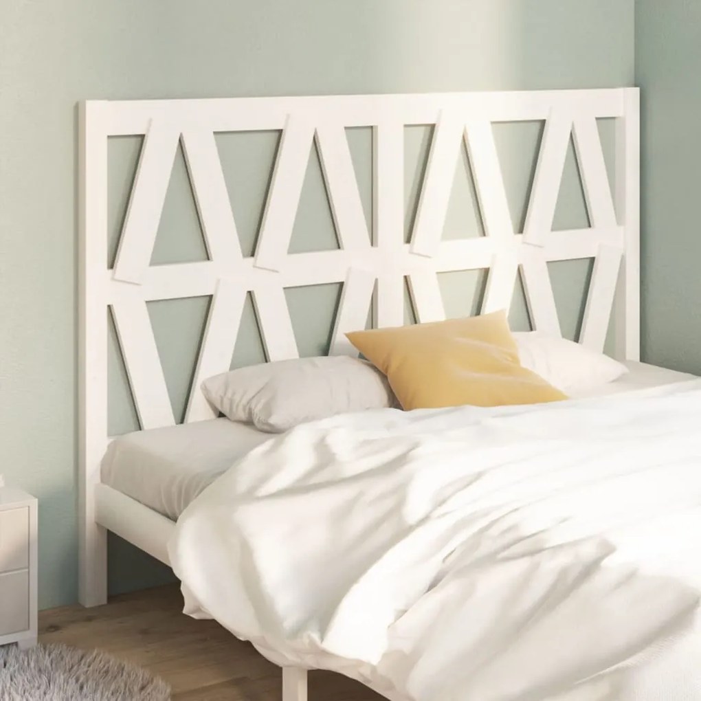 Testiera Per Letto Bianca 146x4x100cm İn Legno Massello Di Pino /