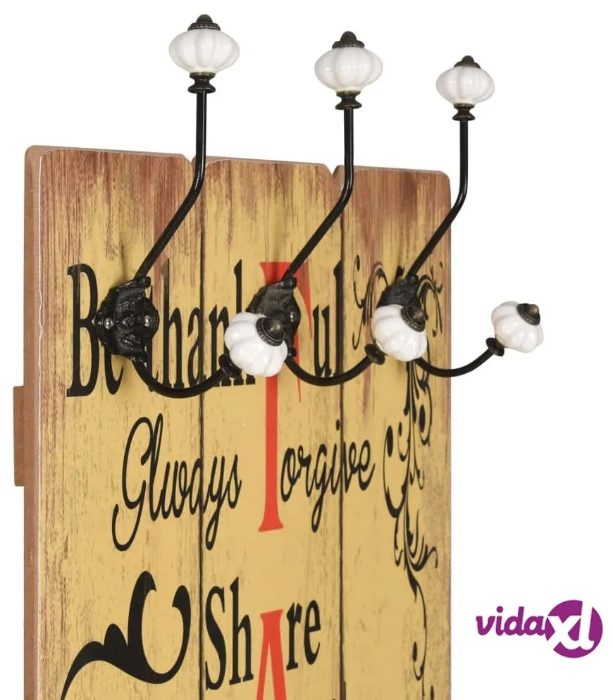 vidaXL Appendiabiti da Parete con 6 Ganci FAMILY 120x40 cm