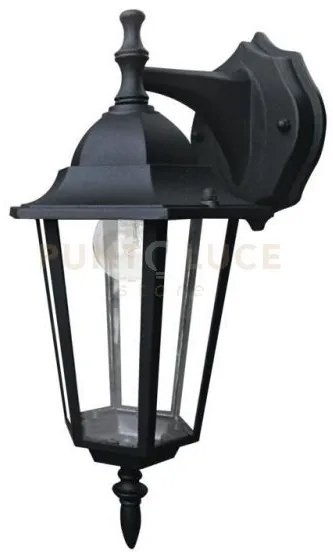 Applique down milano nera 1 luce attacco e27 ip44 17x20,8x36cm allu...