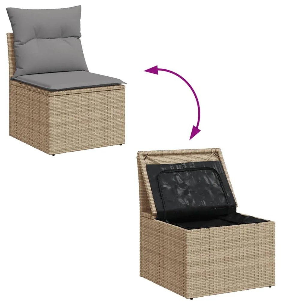 Set divano da giardino 6 pz con cuscini beige misto polyrattan