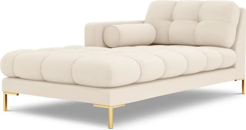 Chaise longue Bali in tessuto strutturato con gambe oro - L185cm